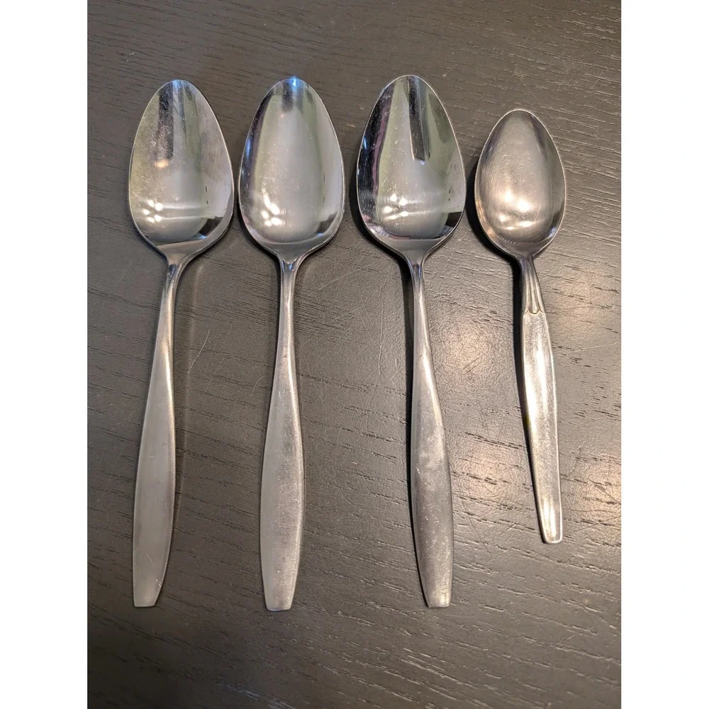 4 Vtg MCM Japan‎ Stainless Steel Spoons Minimalist Danish Modern Replacement Lot